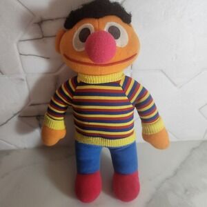 1984 Vintage Sesame Street Ernie Plush Doll Striped Sweater 9 Inch Toy